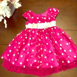 Fushia Girls Polka Dot Dress 24Mos/2T